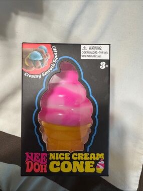 Nee Doh Nice Cream Cone Pink & Yellow Squishy Toy
